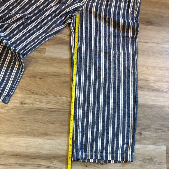 NWOT High-Waisted Striped Linen-Blend Wide-Leg Pants - Picture 8 of 9
